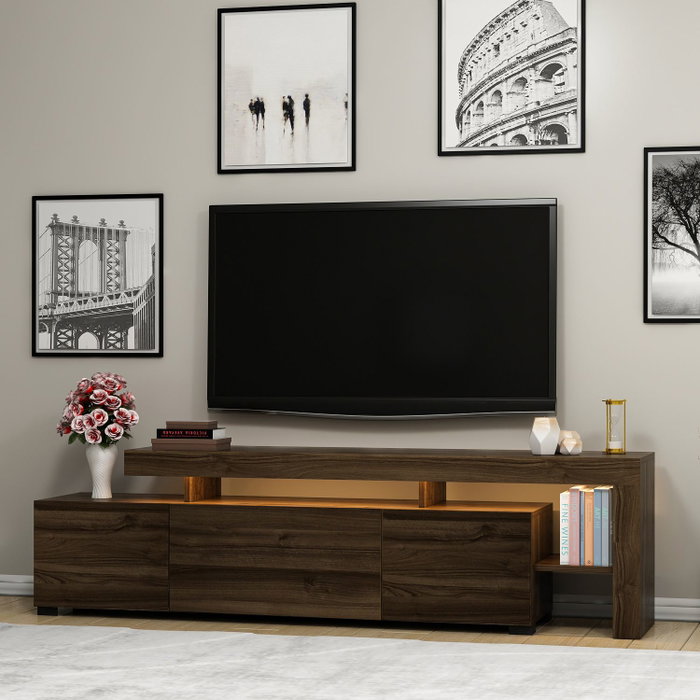 Hanah Home Soporte para TV Beliz Nogal con Luces LED